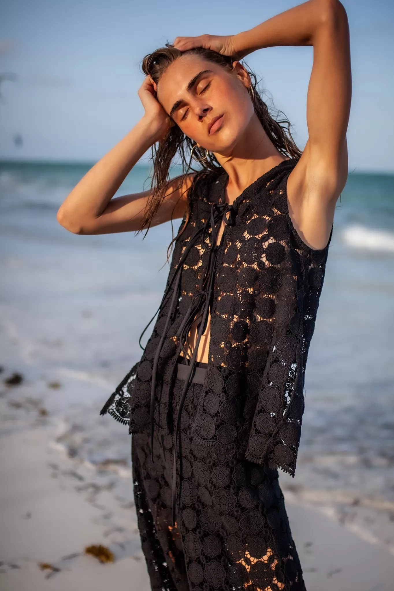 Tula Doily Lace Tie Top>Miguelina Sale